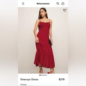Reformation Red Emerson Dress Size 4